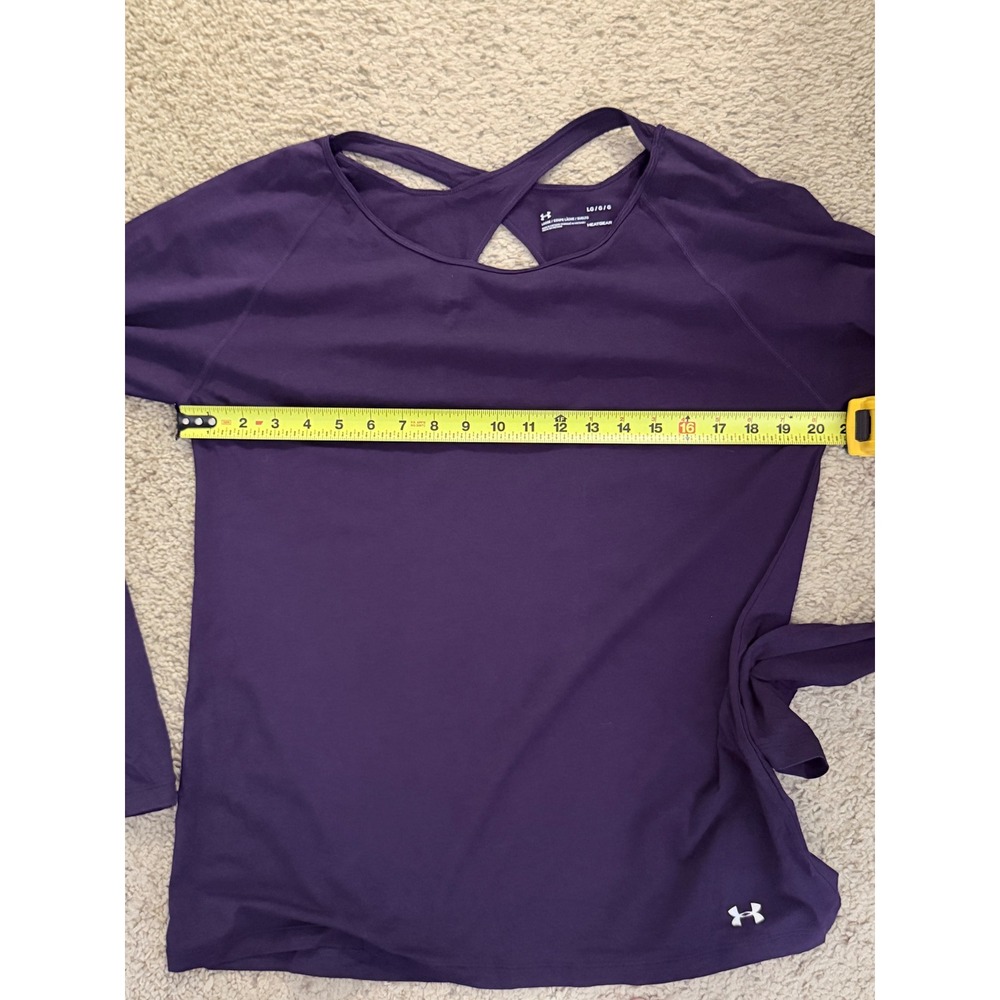 Under Armour HeatGear Long Sleeve Open Back Training Top Purple Womens Large - Picture 4 of 4